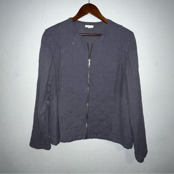 Women's J. Jill 100% Cotton Navy Blue Quilted Jacket - Picture 2 of 7